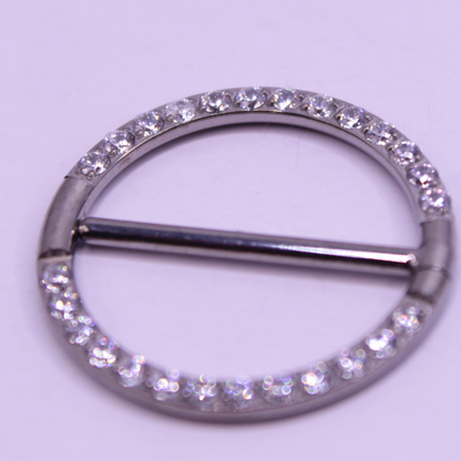 Piercing Redondo con zirconias  De Titanio Para Pezón