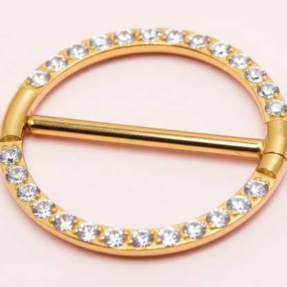 Piercing para Pezon Redondo con zirconias  De Titanio