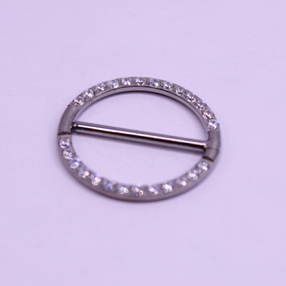 Piercing Redondo con zirconias  De Titanio Para Pezón