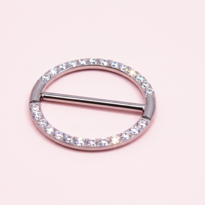 Piercing para Pezon Redondo con zirconias  De Titanio