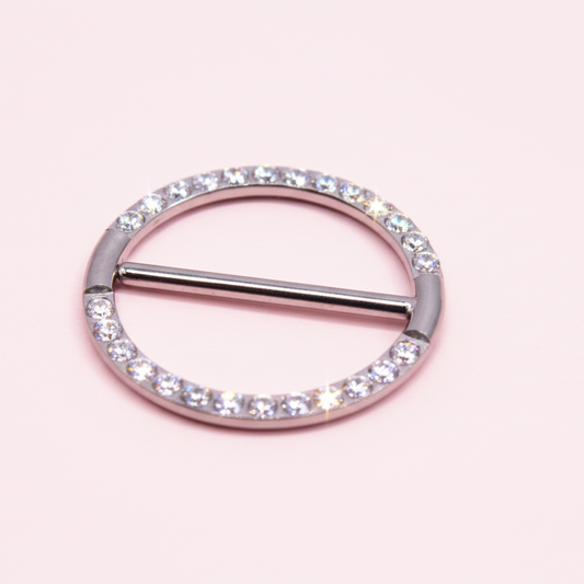 Piercing para Pezon Redondo con zirconias  De Titanio