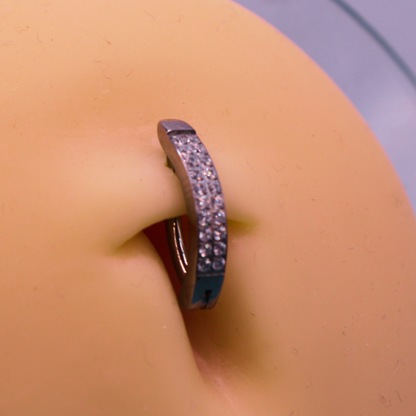 Piercing para Ombligo diseño de arracada con zirconias - Titanio
