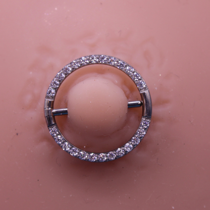Piercing Redondo con zirconias  De Titanio Para Pezón