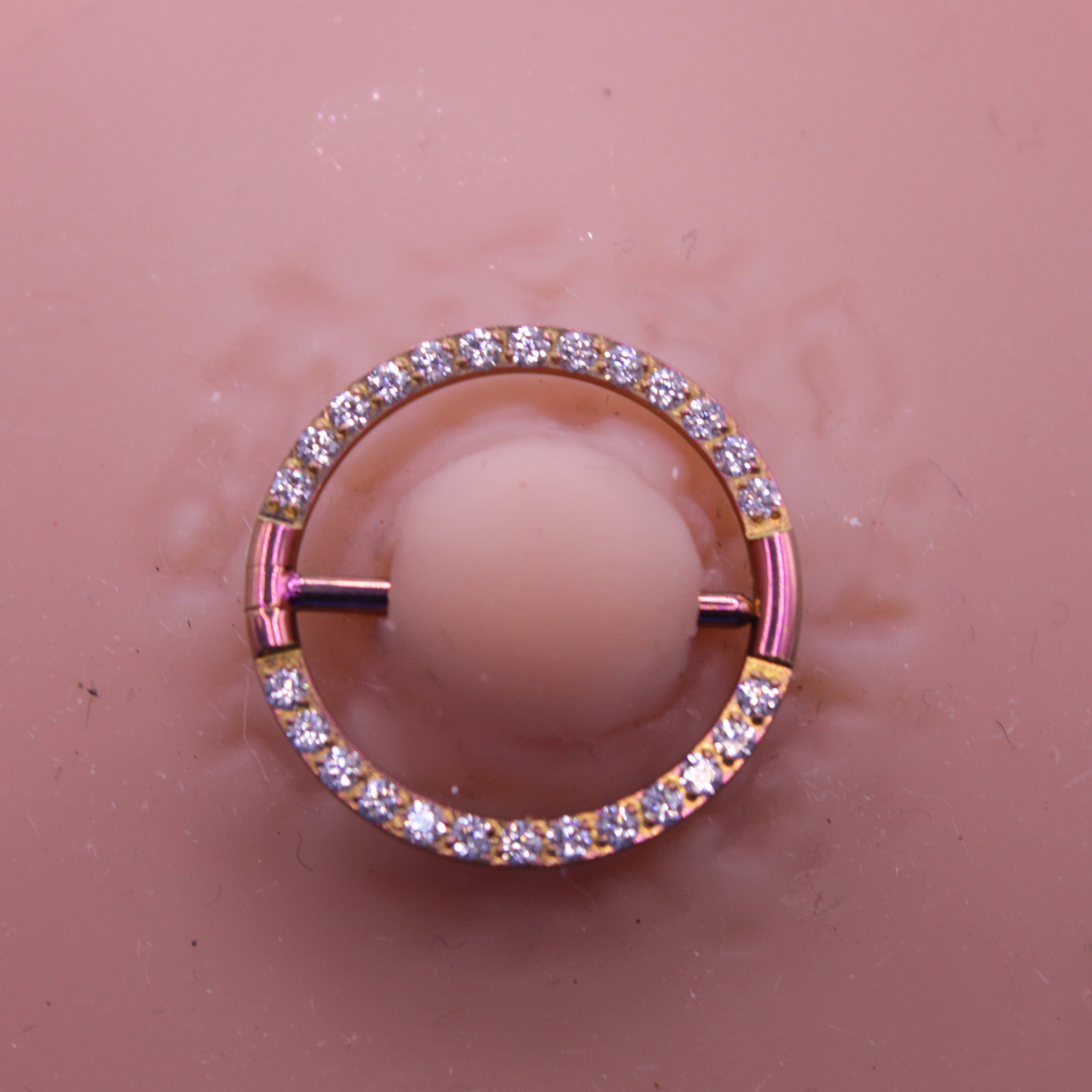 Piercing Redondo con zirconias  Rosa De Titanio Para Pezón