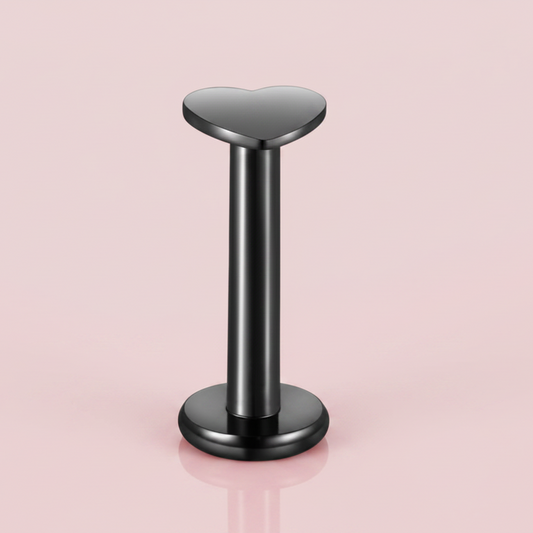 Labret corazón plano negro - Acero quirurgico