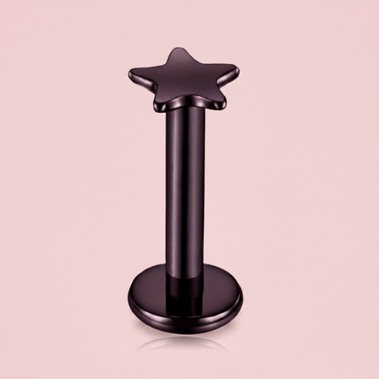 Piercing Estrella plana con recubrimiento negro - Acero quirúrgico