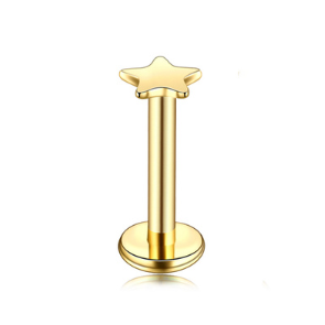 Labret estrella plana dorada - Acero quirúrgico