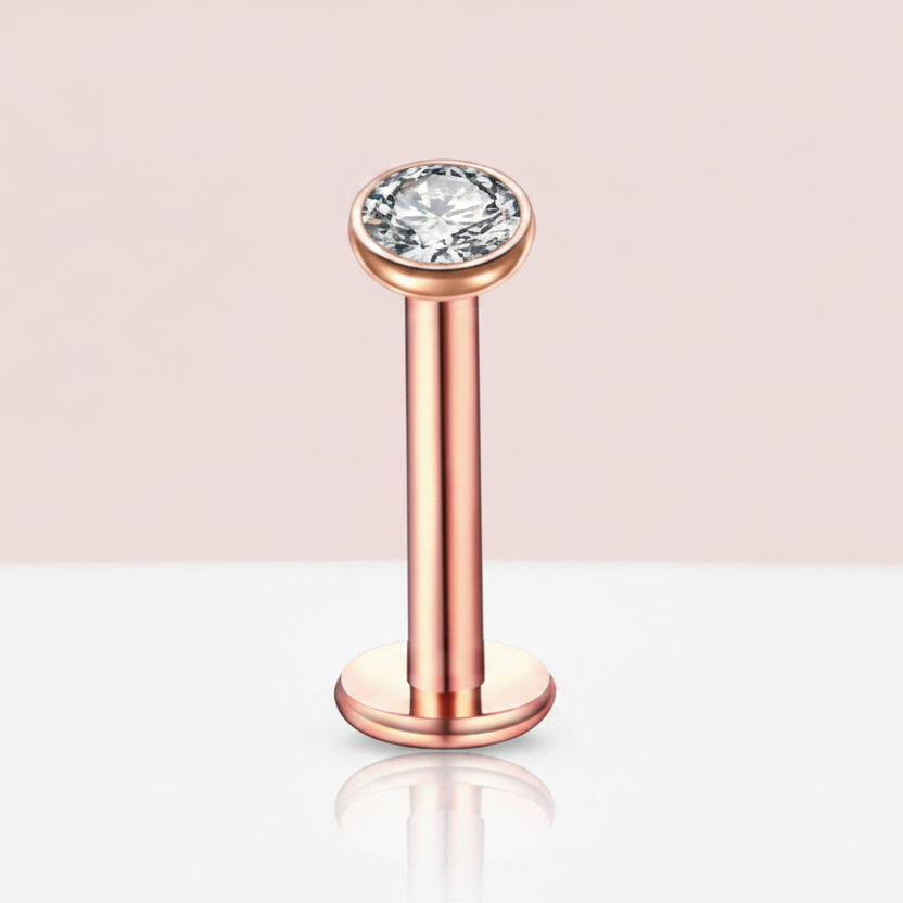 Piercing Zirconia Biselada Rose Gold- Acero quirúrgico