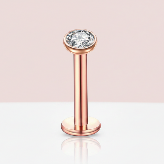 Piercing Zirconia Biselada Rose Gold- Acero quirúrgico