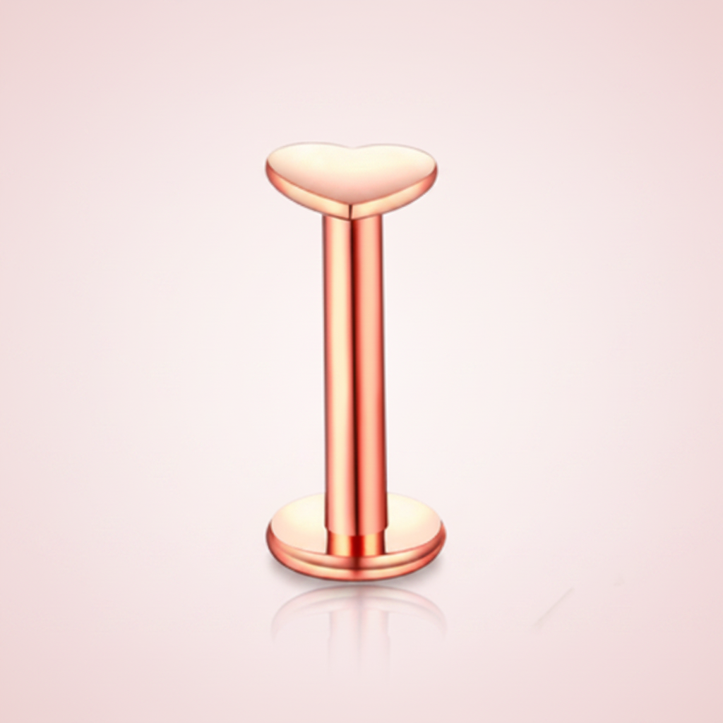Labret corazón plano Rose Gold- Acero quirurgico