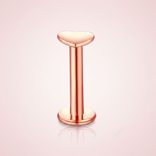 Labret corazón plano Rose Gold- Acero quirurgico