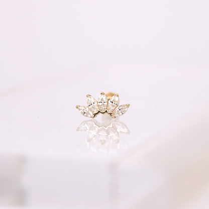 Labret Flor de Loto con Zirconias- Oro solido 14k