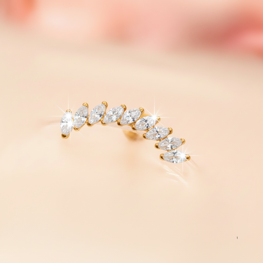 Piercing oreja arco 9 olivos blancos - Labret Titanio