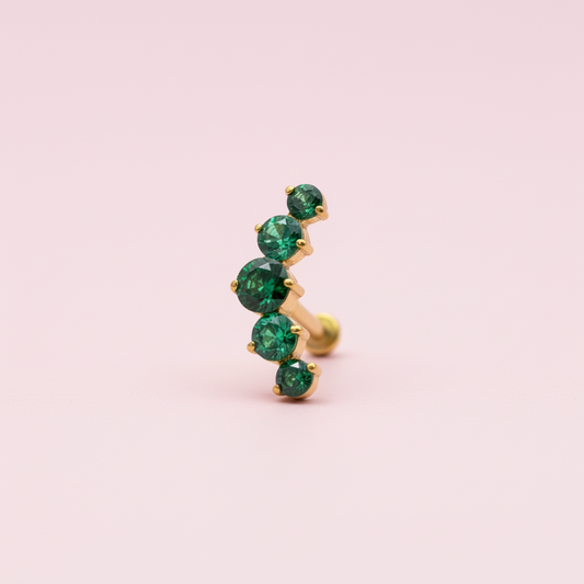 Piercing Fila de zirconias Esmeraldas - Titanio