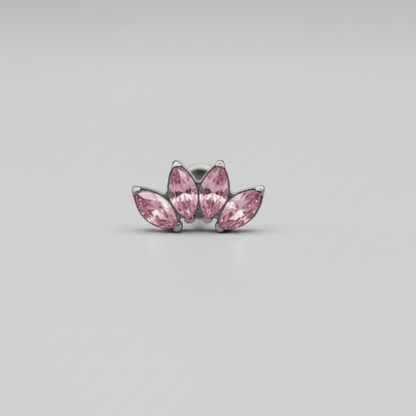 Piercing Flor de loto 4 pétalos Rosas -Titanio