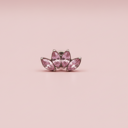 Piercing Flor de loto 4 pétalos Rosas -Titanio