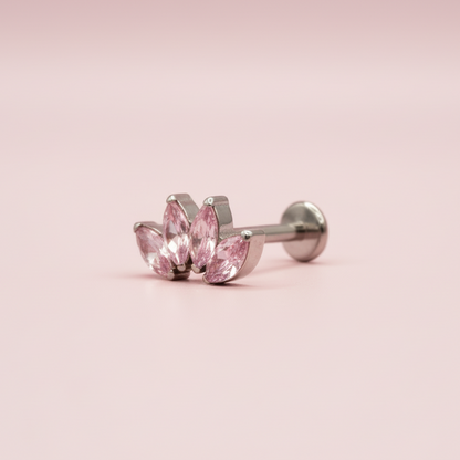 Piercing Flor de loto 4 pétalos Rosas -Titanio