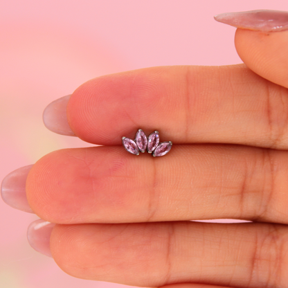 Labret Marquise 4 pétalos Rosas -Titanio