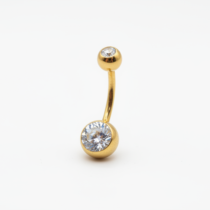 Piercing para Ombligo diseño con zirconia blanca - Titanio