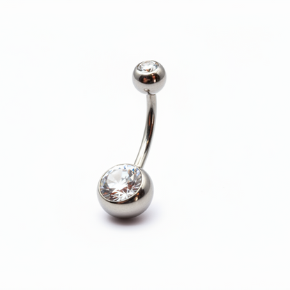 Piercing para Ombligo diseño con zirconia blanca - Titanio