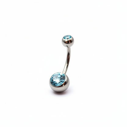 Piercing para Ombligo diseño con zirconia azul - Titanio