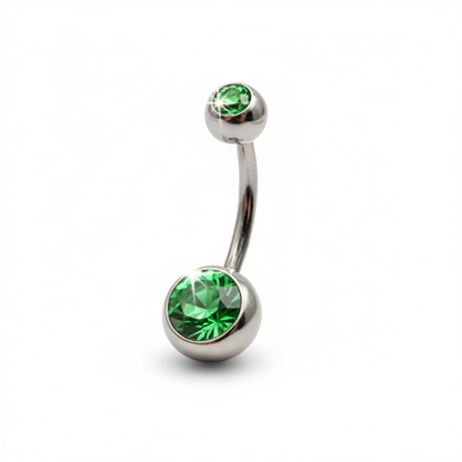 Piercing para Ombligo zirconia verde - Barbell Curvo Titanio
