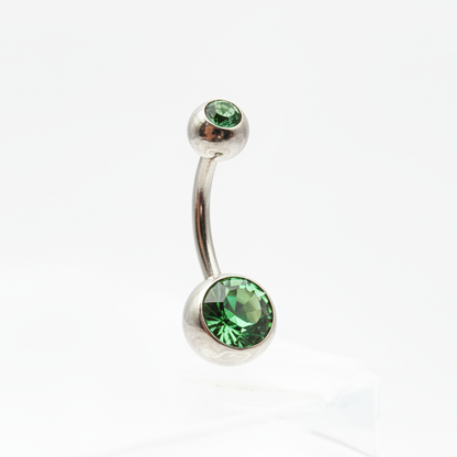 Piercing para Ombligo zirconia verde - Barbell Curvo Titanio