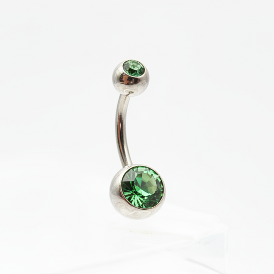 Piercing para Ombligo zirconia verde - Barbell Curvo Titanio
