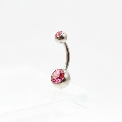 Piercing para Ombligo zirconia rosa - Barbell Curvo Titanio