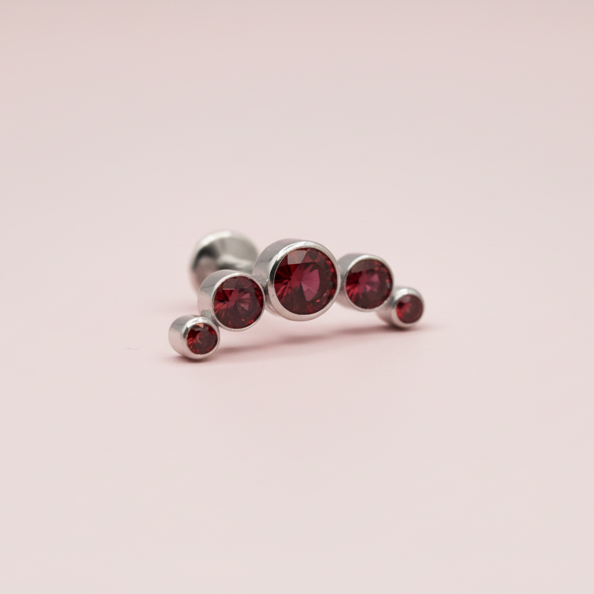 Piercing 5 pastillas rubi - Titanio