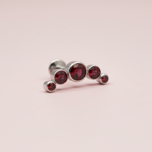 Piercing 5 pastillas rubi - Titanio