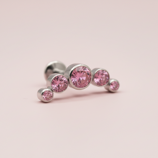 Piercing 5 pastillas rosas- Titanio