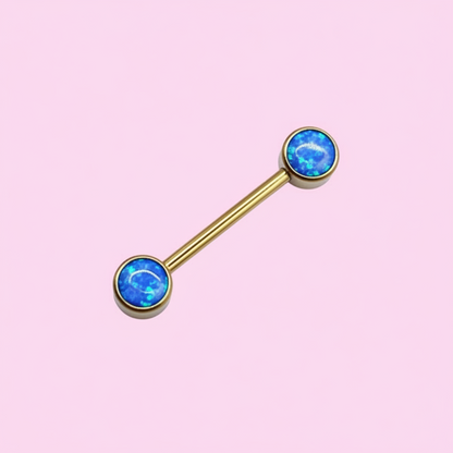 Piercing para Pezón  2 pastillas de opalos azules - Titanio