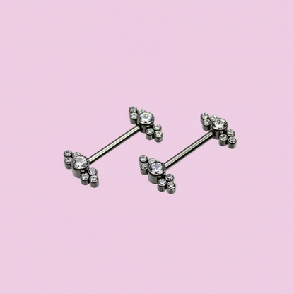 Piercing para Pezón  diseño "12 micropastillas" - Titanio