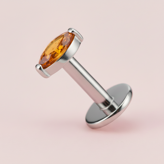 Piercing Rombi Naranja -  Titanio Grado Implante (Labret)