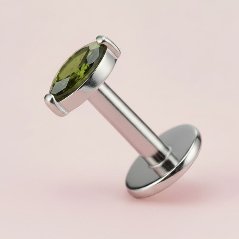 Piercing Rombi Verde - Titanio (Labret)