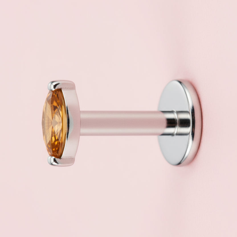 Piercing Rombi Naranja -  Titanio Grado Implante (Labret)