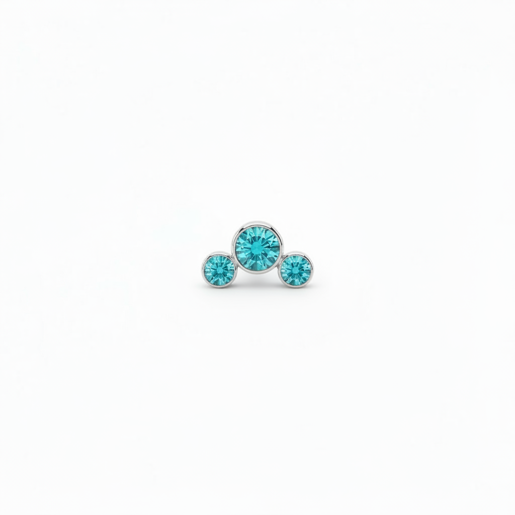 Piercing 3 Pastillas Azules - Titanio (Labret)