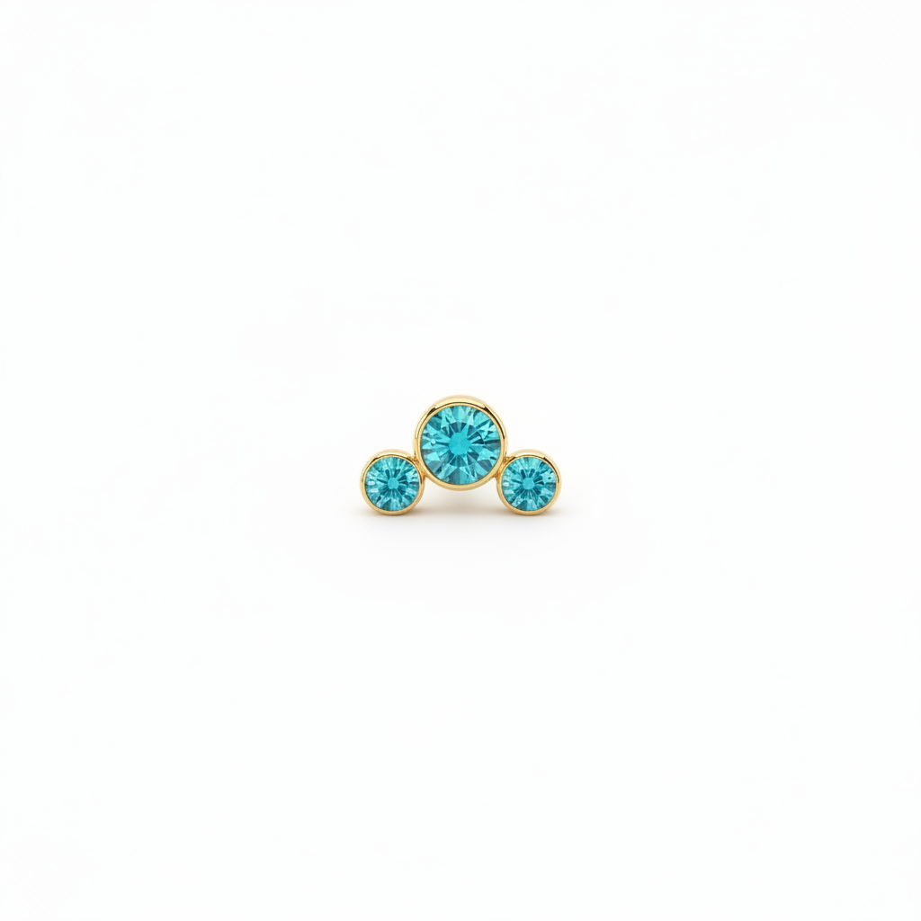 Piercing 3 Pastillas Azules - Titanio (Labret)